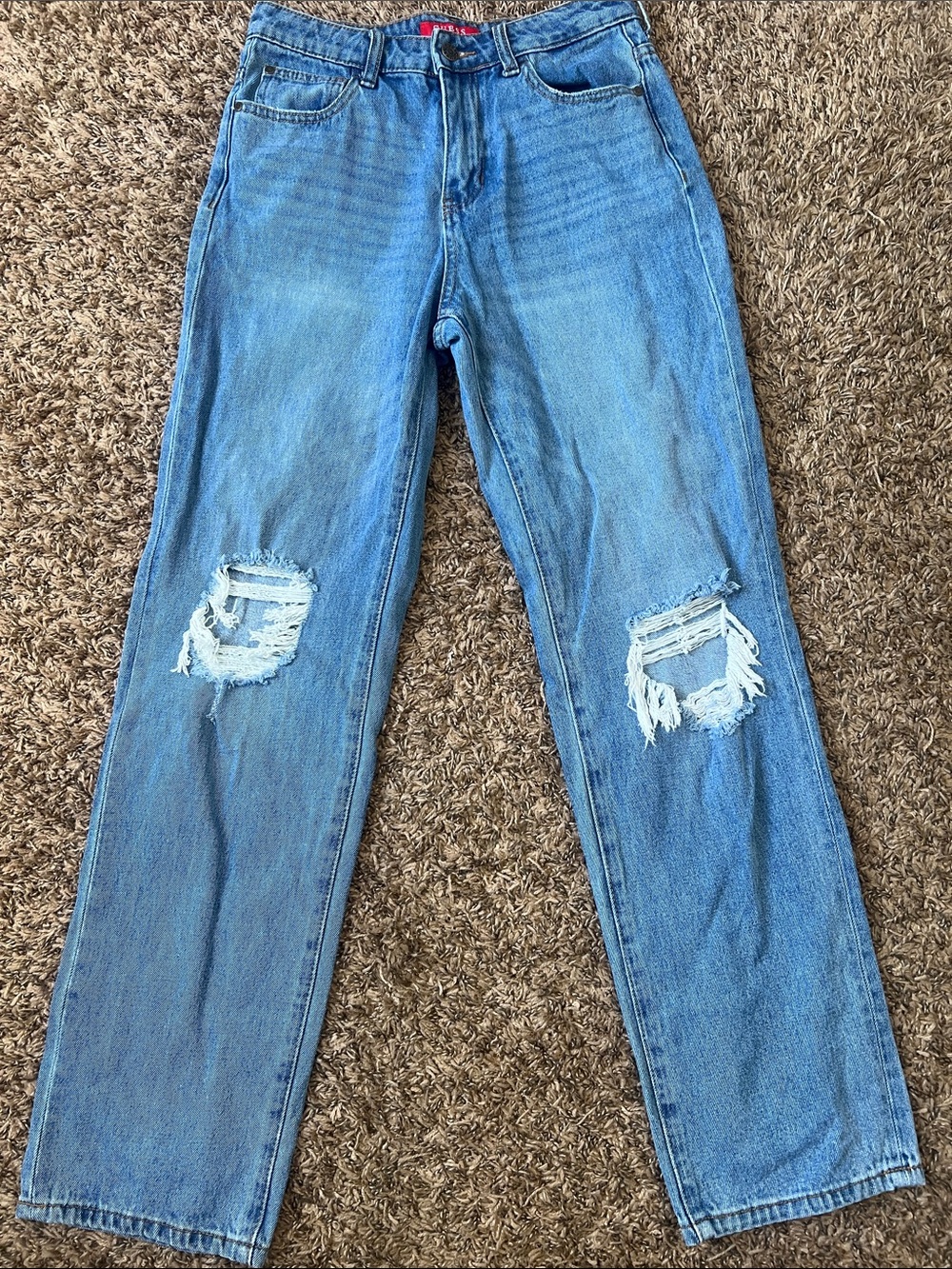 Guess Light Blue Distressed Straight Men's Jeans